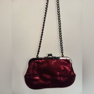 Express Vintage Red Sequin KissLock Evening Bag